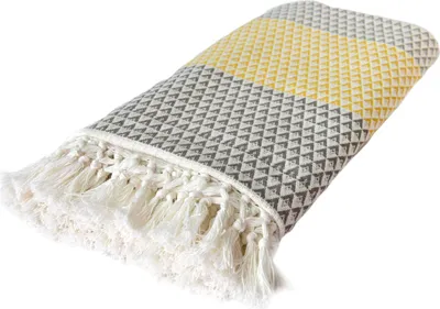 Produktbild von nielsen HOME Wohndecke Plaid Dana, 150x200 cm, Weiß Braun Gelb, Baumwolle