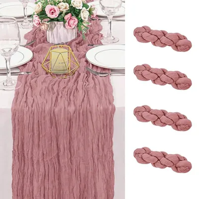 Produktbild von Set von 4 Rosa Tischläufern - Perfekt für Hochzeiten und Partys