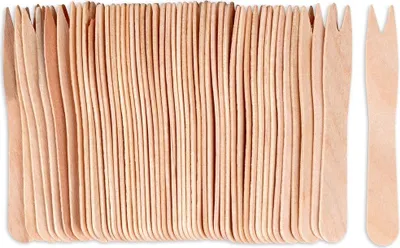 Zdjęcie produktu dla Widelczyki do przekąsek frytek drewniane 8,5 cm 50 szt.