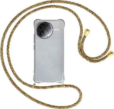 Produktbild von Handykette Backcover-Schutzhülle mit Band (Metall goldfarben) für Xiaomi Redmi K80 Pro 5G - braun+beige