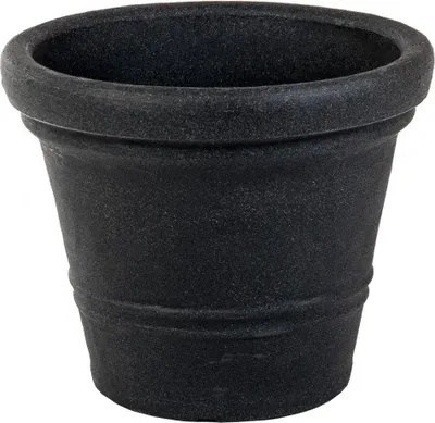 Image de Jelenia Plast - Bac à fleurs anthracite 45 x 35 cm - Bac à fleurs rond en plastique robuste - Bac à fleurs résistant aux intempéries pour le jardin, la terrasse, le balcon et l'intérieur - Pot de fleurs élégant