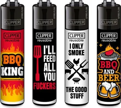 Produktbild von Clipper Reibrad Feuerzeuge BBQ, 4 Stück