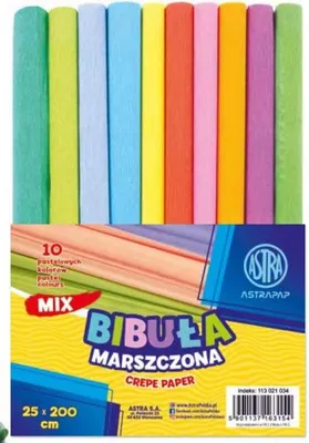 Zdjęcie produktu dla Astra Bibuła marszczona 25 x 200 cm mix 10 kolorów pastelowych