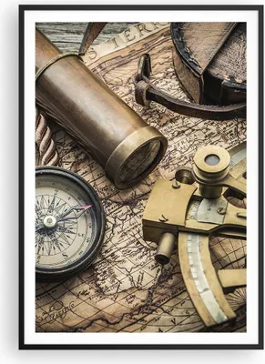 Produktbild von Gerahmtes Poster - Schwarzer Rahmen - Kompass Kompass Karte - 70x100 cm - Wand Bild - Wanddeko - Wandbilder - Wandposter - Bilderrahmen - Bilder - Kunstdruck - Wandbild - P2BPA70x100-3730