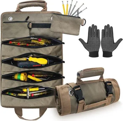 Produktbild von Famanu Werkzeugtasche mit 6 Fächern und Reißverschluss - Schwarz