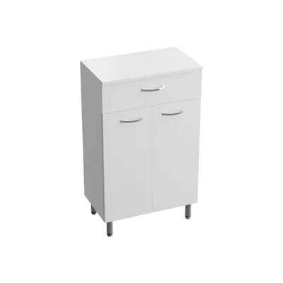 Produktbild von LAVITA Badezimmerschrank Basic Barato Weiß 500 | Standschrank | Badschrank | Badregal | Schrank 50cm Breit | Mehrzweckschrank | Standschränke fürs Bad | Lackierte Platte | 50x30x84 cm |