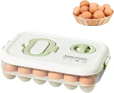 Imagen del producto de Organizador para nevera, recipiente para huevos, 24 compartimentos, plástico, portátil