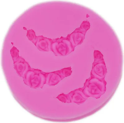 Productafbeelding van Siliconen vorm voor fondant, 3 rozenkettingen, groot, roze, ongeveer 7,2 x 7,2 x 1,1 cm