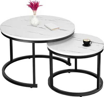 Obrázek produktu pro Sada dvou podkrovních stolků Galen White Marble