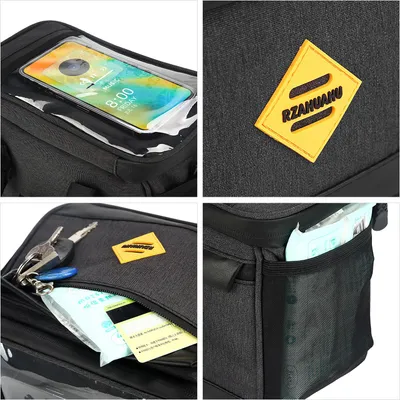 Image de Sac isotherme pour vélo résistant à l'eau Sac pour guidon de vélo Panier pour vélo Sacoche avant avec support pour téléphone portable de vélo
