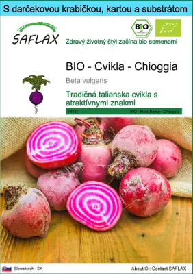 Obrázok produktu pre SAFLAX Darčeková sada - BIO - Cvikla - Chioggia - Beta vulgaris - 70 Semená - S darčekovou krabičkou, prepravným štítkom, darčekovou kartou a pestovateľským médiom