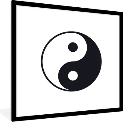 Produktbild von MuchoWow® Gerahmtes Poster Eine traditionelle Illustration von Yin und Yang 40x40 cm - Poster mit Schwarzem Bilderrahmen Wandposter Rahmen Foto Bilder - Poster - Plakat im Rahmen