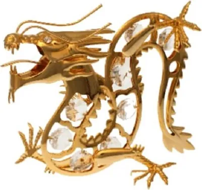 Zdjęcie produktu dla KRYSZTAŁOWE POkusy - Dragon Dragon 3371 Kryształ Swarovskiego platerowany 24-karatowym złotem 130 x 105 mm