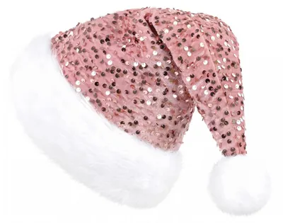 Produktbild von Weihnachtsmütze Nikolausmütze mit Glitzer und Plüschrand Rosa
