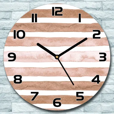 Produktbild von Wanduhr aus Glas Rund fi 30 Brauner Streifen Quarz Deko Schlafzimmer Büro