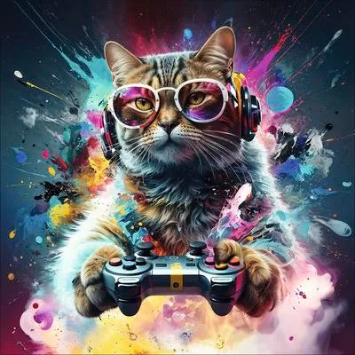 Produktbild von Leinwandbild Gaming Cat 40x40 cm