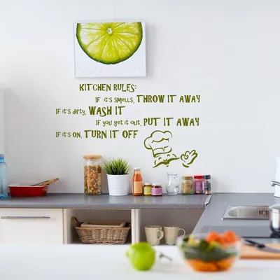 Produktbild von Decords Wandtattoo – humorvolle Familienregeln für die Küche, 180 x 104 cm