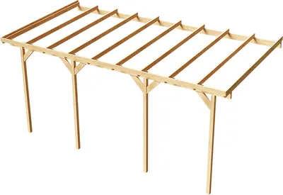 Produktbild von Wood&Play Wandgaragenunterstand aus Holz - 350x724 cm, Polycarbonat, Transparent