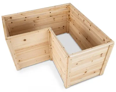 Image de Bordure de jardin surélevée en bois, en forme de L, modèle GT4717NA, 61 cm, finition naturelle