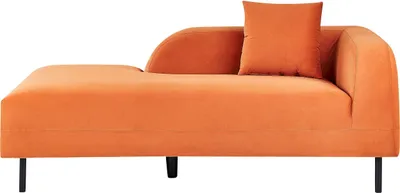 Produktbild von BELIANI Chaiselongue Orange Samtstoff Rechtsseitig mit Kissen Modernes Design Retro Stil Relaxliege für Wohnzimmer Schlafzimmer Indoor
