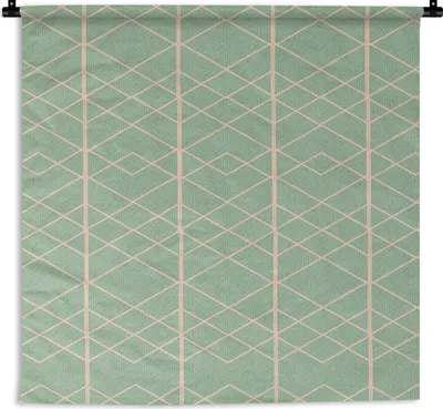 Produktbild von MuchoWow® Wandteppich Wandbehang Muster - Linie - Grün 150x150 cm Tapisserie Dekoration Wandtuch - Wohnaccessoires - Modernes