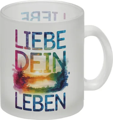 Produktbild von Liebe dein Leben Glas Tasse Aquarell Design