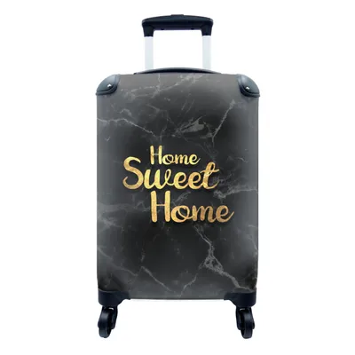 Produktbild von MuchoWow® Koffer Handgepäck Trolley Rollkoffer Kleine Reisekoffer mit 4 Rollen - Zitat - Zuhause - Marmor - Gold - Cabin Size < 55x40x23 cm & 55x40x20 cm - Fotokoffer - Kabinenkoffer - Boardgepäck - Reise-Box - Reisekoffer - Reisegepäck - Koffer mit Bild - Trolley für Kinder