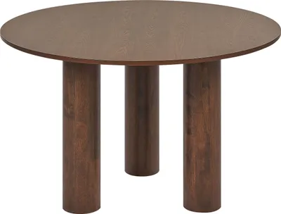 Zdjęcie produktu dla BELIANI Stół do jadalni jesion ciemny MDF drewno kauczukowe ⌀ 120 cm jadalniany w stylu rustykalnym nowoczesnym