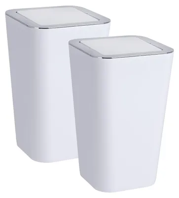 Produktbild von WENKO 2er Set Schwing Deckel Müll Eimer 6 L Abfall Kosmetik Candy Bad WC Küchen