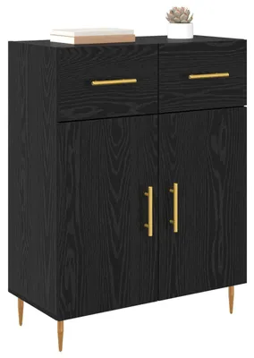 Image de vidaXL Sideboard noir imitation chêne 69,5 x 34 x 90 cm Bois composite