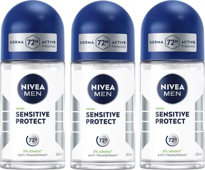 Image de Nivea Men Déo Sensitive Protect Roll On Anti Transpirant 50ml pack de 3