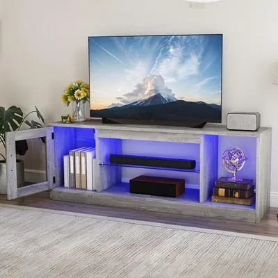 Produktbild von TV-Schrank für Fernseher bis zu 65 Zoll mit 7 RGB-LED-Leuchten mit 22 Modi, 148 x 51 x 32 cm
