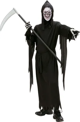 Produktbild von Kinder Kostüm Sensenmann - Robe, Gürtel, Maske mit Kapuze Gr. 116-164cm XS - 116cm