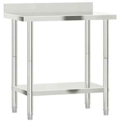 Produktbild von Küchen Arbeitstisch aus Edelstahl - Vorbereitungstisch - 82,5x55x93 cm - Aufkantung - Bodenablage - Verstellbare Füße