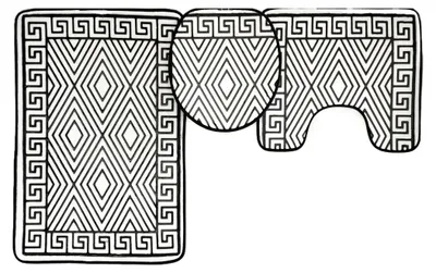 Image de set de tapis de bain 3 pièces à motifs en polyester antidérapant et lavable Noir