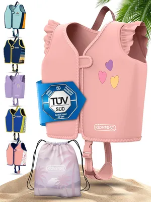 Obrázok produktu pre Detská plávacie vesta KIDVERSE pre deti vo veku 3–6 rokov – plávacie pomôcky s certifikátom pre obvod brucha do 66 cm – plávacie pomôcky pre deti vo veku 3–6 rokov – detská plávacie vesta na učenie sa plávať – pohodlná detská plávacie vesta