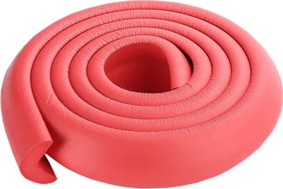 Image de 2M Table de sécurité bébé épaissie en forme de L Protection d'angle de bord Coussin de protection Bandes de choc anti-collision, rouge