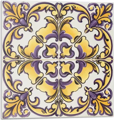 Produktbild von Florales Keramikmuster – Selbstklebend – Wandverkleidung – Wandpaneel – Wanddeko – Dekorative Wandpaneele – 3D Wandpaneele – Wandgestaltung selbstklebend – 4 Stück 50 x 50 cm