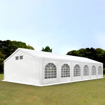 Produktbild von TOOLPORT Partyzelt Festzelt 6x12 m in weiß Professional PE Plane 550 N Wasserdicht UV Schutz mit BODENRAHMEN Gartenzelt