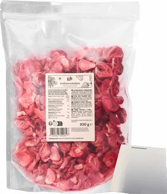 Produktbild von Koro Gefriergetrocknete Erdbeerscheiben (100g Packung) + usy Block