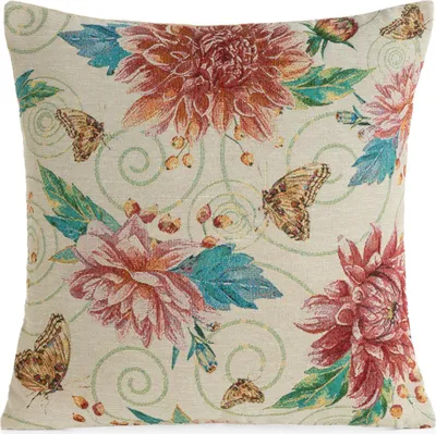 Produktbild von EUROFIRANY | Kissenbezug - 45 x 45 cm - beige Dekokissenhülle mit Blumen - Gobelin