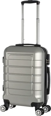 Produktbild von Hartschalenkoffer Handgepäck Trolley / S - 55x39x20 cm / Reisekoffer Bordtrolley 4-Rollen / 201 - Farbe: silber