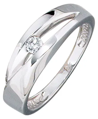 Produktbild von Goldring Ring Damenring aus 375 Gold Weißgold mit Zirkonia weiß Fingerschmuck Innenumfang 60mm  Ø19.1mm