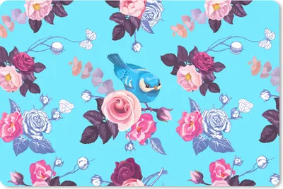 Produktbild von MuchoWow® Mauspad Mousepad Vogel - Blumen - Muster 27x18 cm - Mousepads - Maus Mat - Pad - Mausunterlage - Büroartikel - Desk Matten