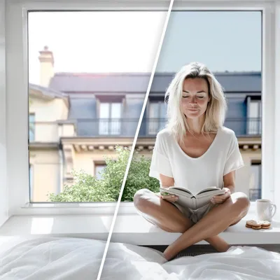 Produktbild von DIMEXACT - DIMEXACT Sonnen-/Wärmeschutzfolie für Fenster und Glasscheiben, Innenmontage für Flächen unter 1,2 m2, Champagnerfarben - 63% Reduzierung der Sonneneinstrahlung, Breite bis zu 1,52 m, Rolle -152 cm x 10 m - en Rouleau