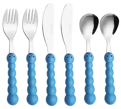 Kinderbesteck-Set, 6-teilig, Raupe, Edelstahl, spülmaschinenfest