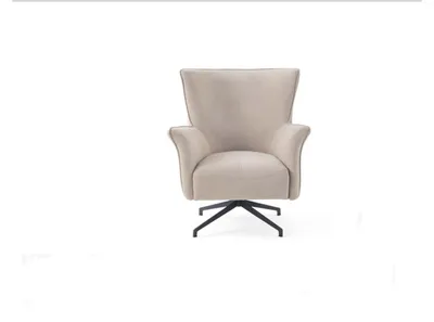 Zdjęcie produktu dla Beżowy jednoosobowy designerski fotel relaksacyjny z metalowymi nóżkami