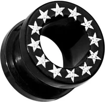 Produktbild von Ohr Flesh Acryl Tunnel Piercing Screw Mit Weissen Sternen Vftbks.12mm
