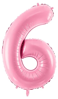 Folienballon Nummer 6, Rosa, 86 cm