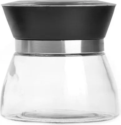 Obrázek produktu pro 1 kus mlýnek na černý pepř - keramický mlýnek, skleněná nádoba na koření s nastavitelnou hrubostí mletí, černý, 180 ml